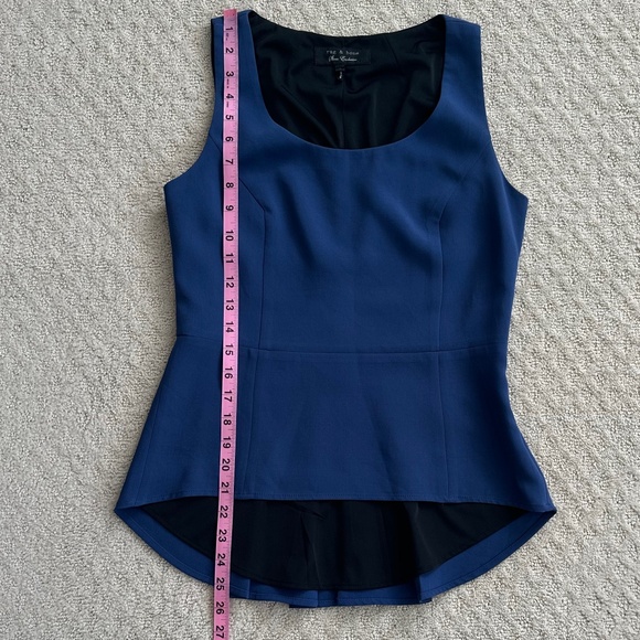Rag & Bone Sleeveless Pleated High-Low Peplum Top Blue/Black Size 4 Modern Edgy - Picture 10 of 11